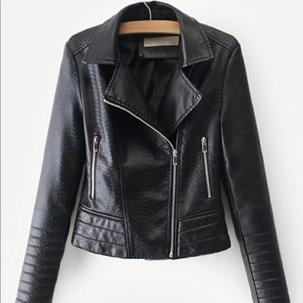 Faux leather crop Moro jacket